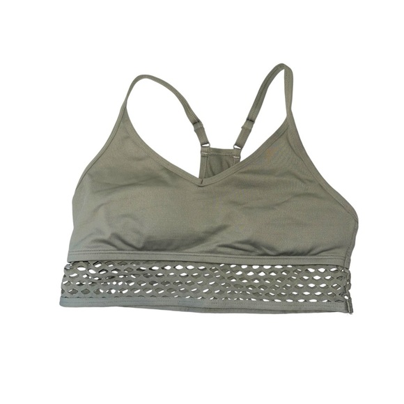 PINK Victoria’s Secret Ultimate Olive Green Mesh Racerback Sports Bra Medium - Picture 9 of 9